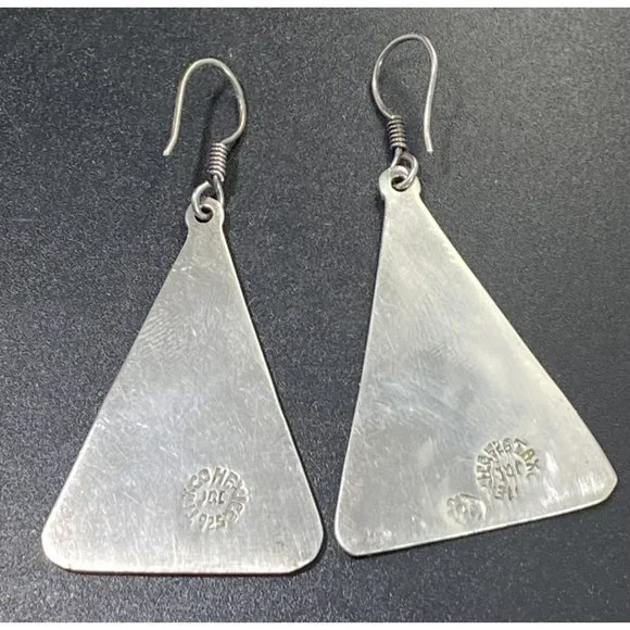 Taxco Mexico 925 Earrings Turquoise Inlay Man Riding Donkey Artist JGC - Picture 6 of 7